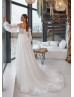 Strapless Beaded Ivory Lace Tulle Corset Back Structured Wedding Dress